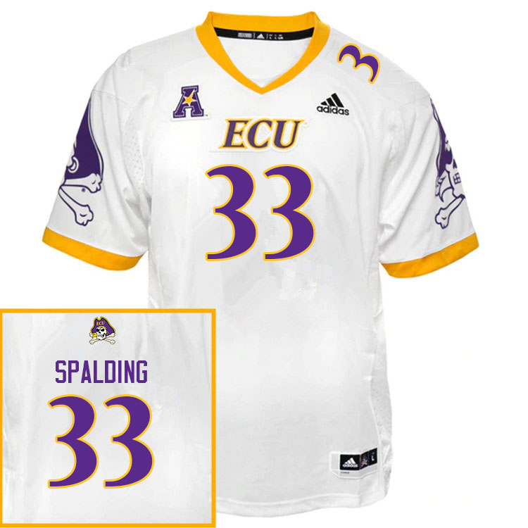 Men #33 Brock Spalding ECU Pirates College Football Jerseys Sale-White